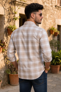 Cream Check Shirt for Men | Stay Stylish & On-Trend OXFCH