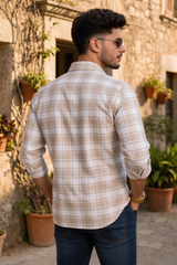 Cream Check Shirt for Men | Stay Stylish & On-Trend OXFCH