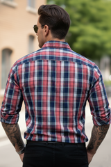 Men Premium Cotton Checkered Shirt | Red Soft Casual Styles-241139859