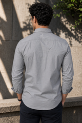 Men Plain Cotton Grey Full Sleeve Shirt | Casual Button Down Shirt with Pockets