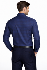 Atlance Blue & Black Micro-Check Business Formal Shirt-FRM