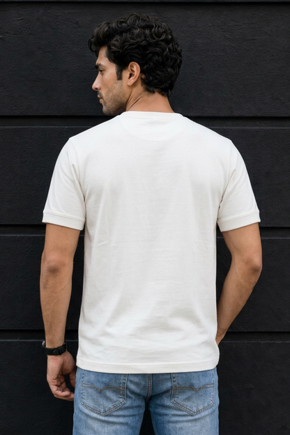 Men White Printed T-Shirt – Half Sleeve Art Style Graphic T-Shirt