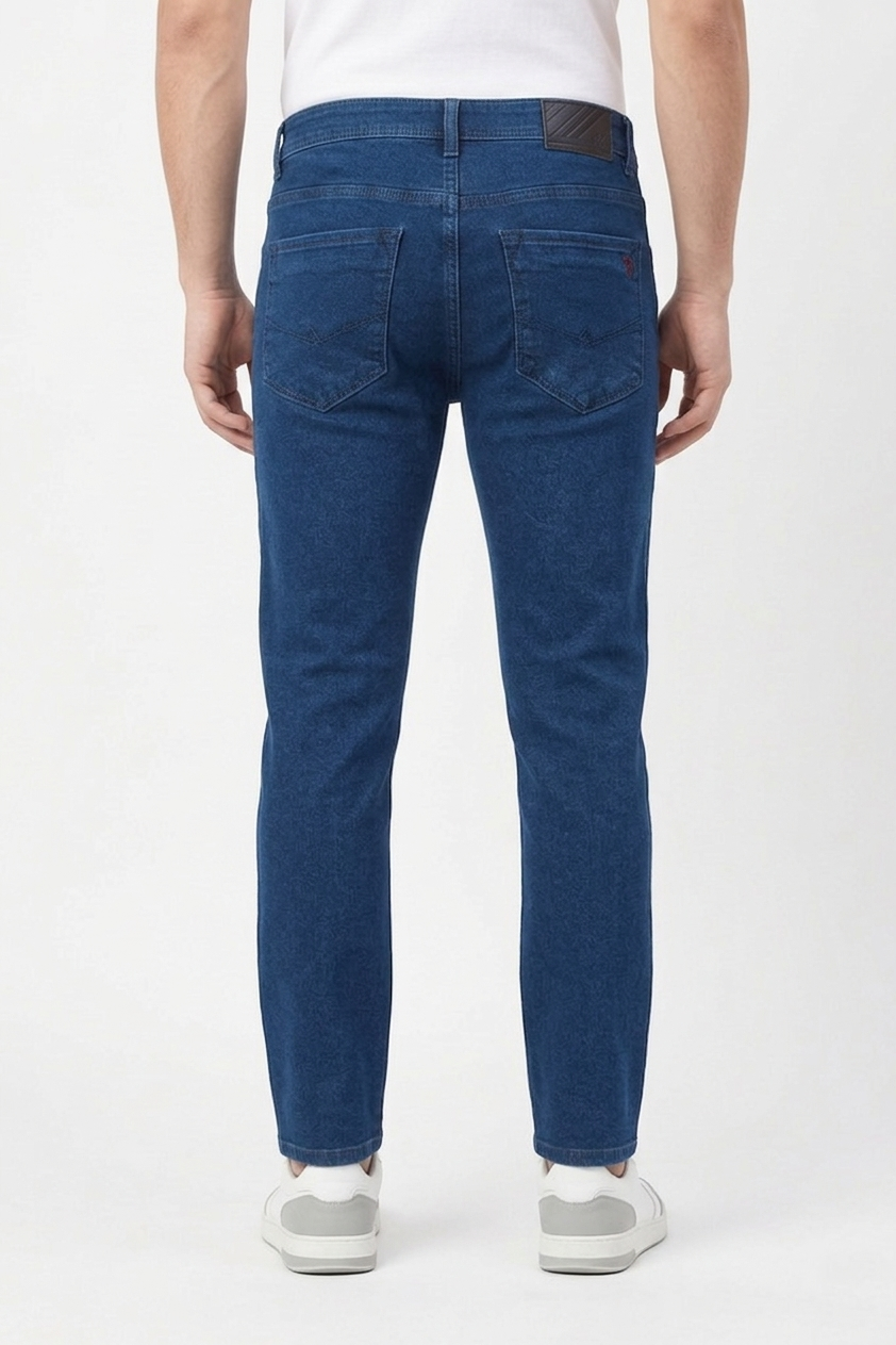 Atlance Mid-Wash Comfort Fit Jeans for Men | Dark Blue Denim Plain 1022