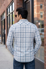 Pastel Blue Check Shirt for Men – Premium Casual Collection WON