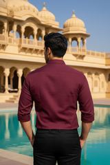 The Perfect Maroon Color Solid Casual Shirt | Lightweight Casual Fits-251155767