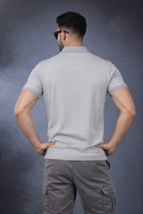 Men Light Grey Striped Polo T-Shirt | Modern Casual Style 261023952