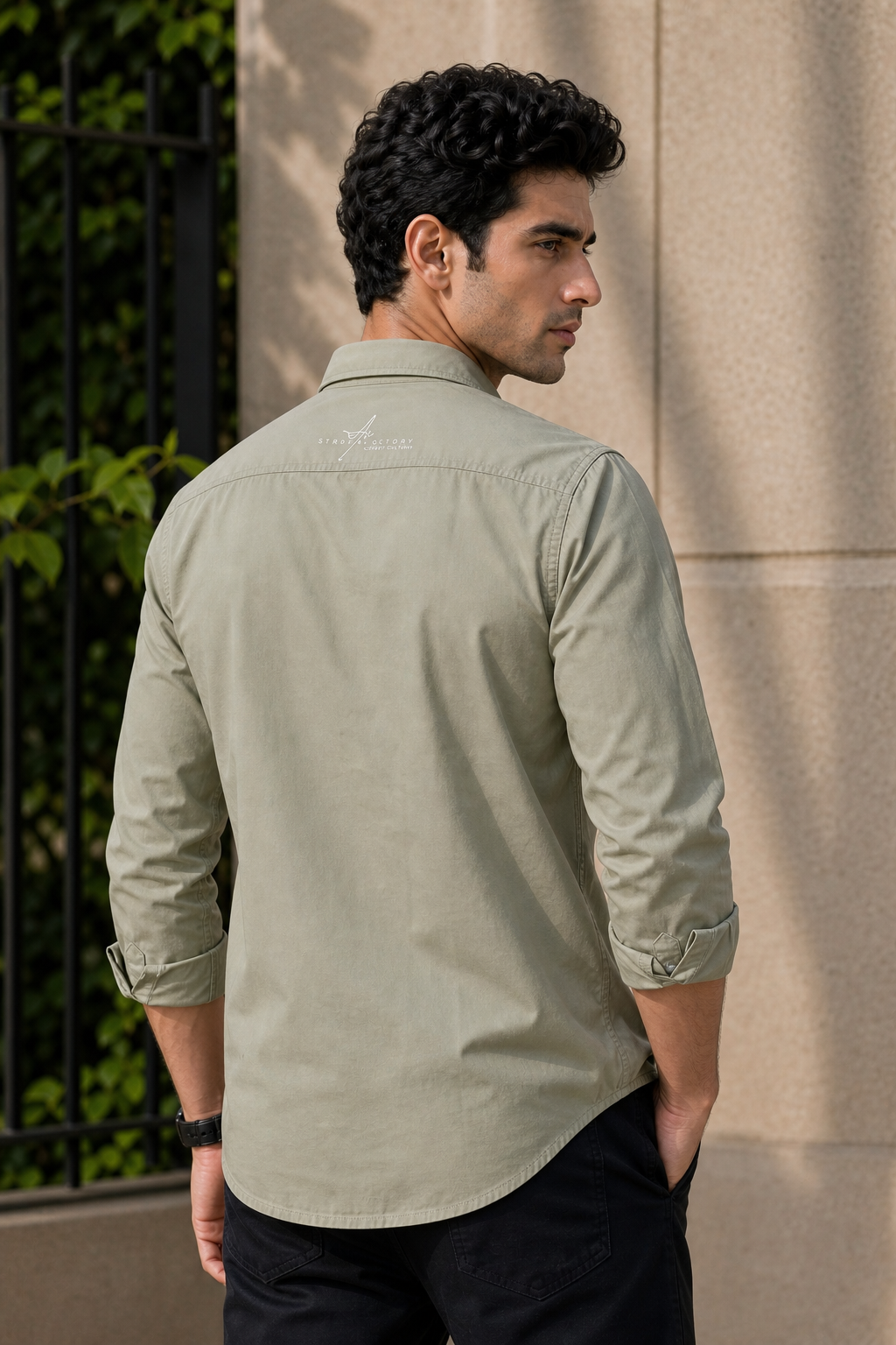 Men Plain Cotton Pista Full Sleeve Shirt | Casual Button Down Shirt with Pockets SC-1972