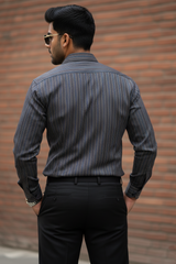 Atlance| Men Coffee Vertical Striped Formal Shirt-FRM