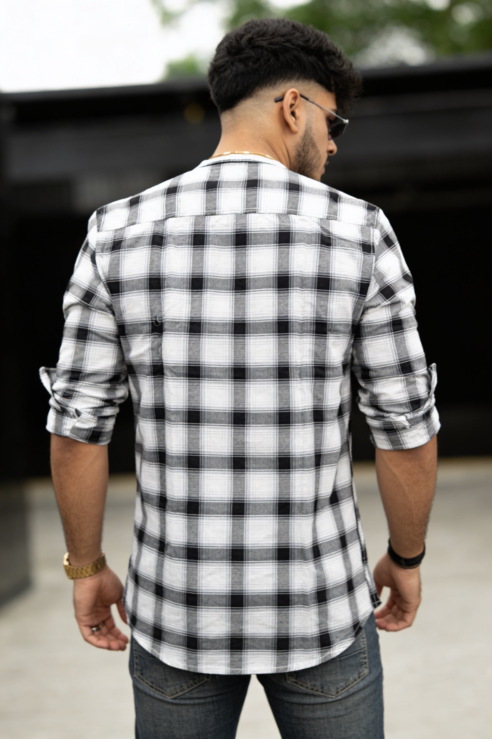 Comfortable Black & White Check Shirt for Men – Everyday wear OXFORD CHECK-4