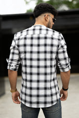 Comfortable Black & White Check Shirt for Men – Everyday wear OXFCH