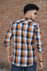 Men Rust Check Casual Shirt | Premium Slim Fit | Atlance FABCK