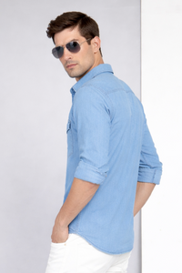 Men Casual Skyblue Denim Shirt – Modern Stylish Fit SC-1942