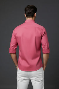 Atlance Men Premium Pink Cotton Slim Fit Casual Shirt NFT