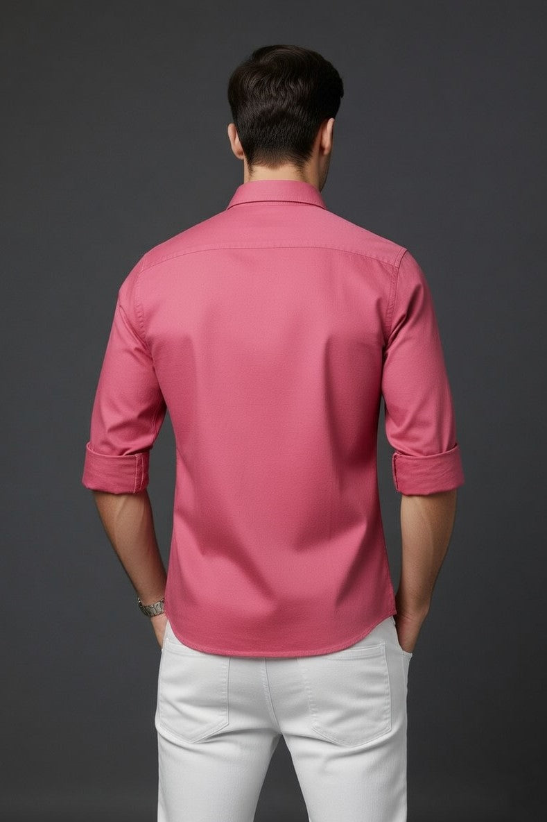 Atlance Men Premium Pink Cotton Slim Fit Casual Shirt NFT