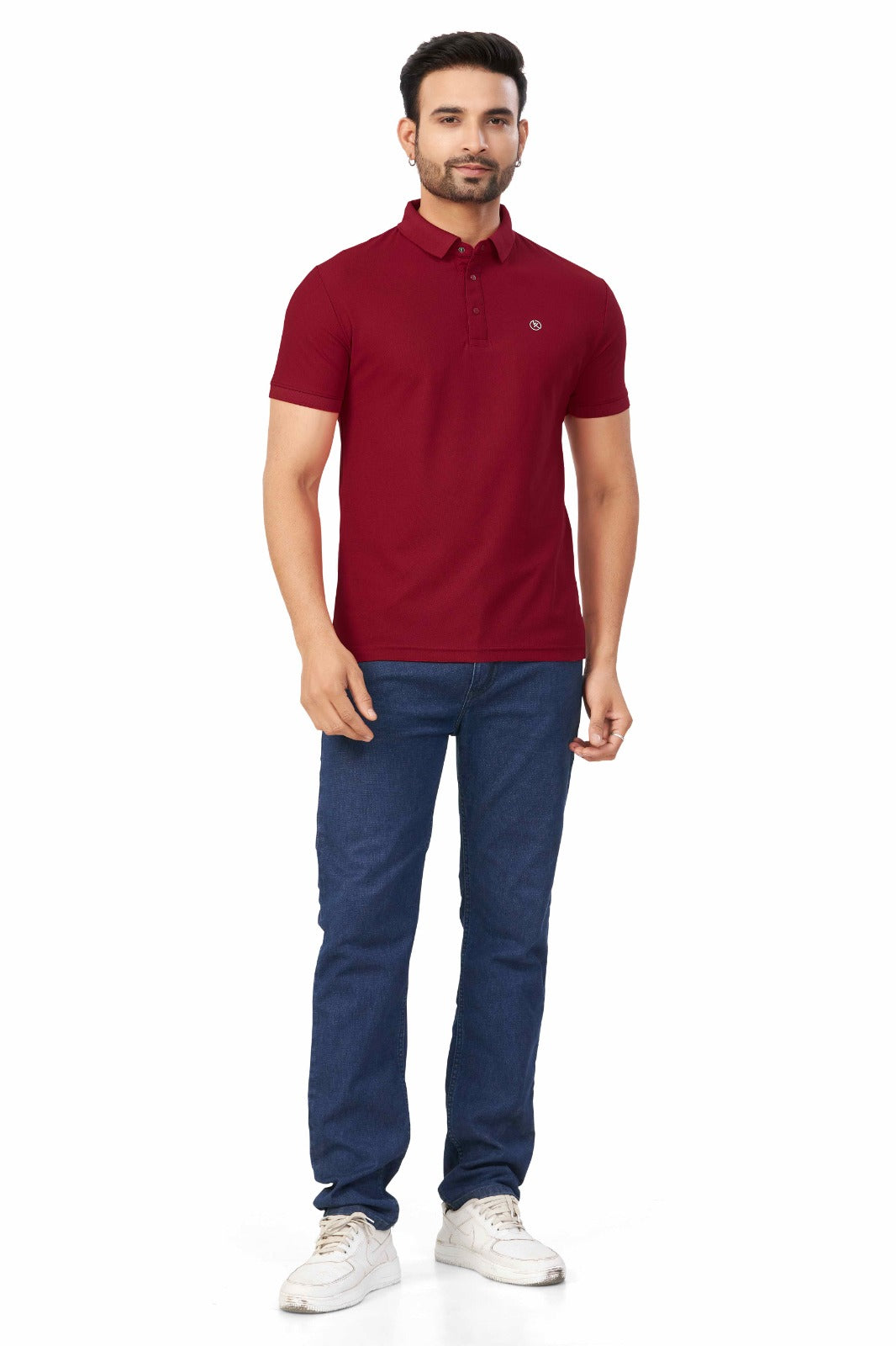 Maroon Plain Collar T-Shirt | Half Sleeve Sinker Fabric | Casual & Sports Wear 1501