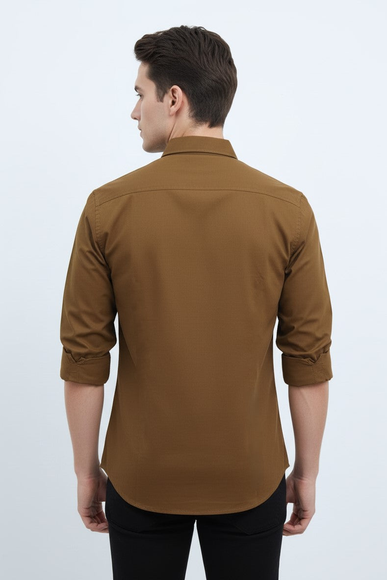 Solid Color Casual Shirts for Men | BROWN 251211180