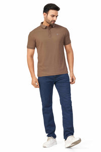 Coffee Plain Collar T-Shirt | Half Sleeve Sinker Fabric | Casual & Sports Wear New 1501