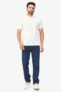 White Plain Collar T-Shirt | Half Sleeve Sinker Fabric | Casual & Sports Wear 1501