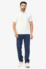 White Plain Collar T-Shirt | Half Sleeve Sinker Fabric | Casual & Sports Wear