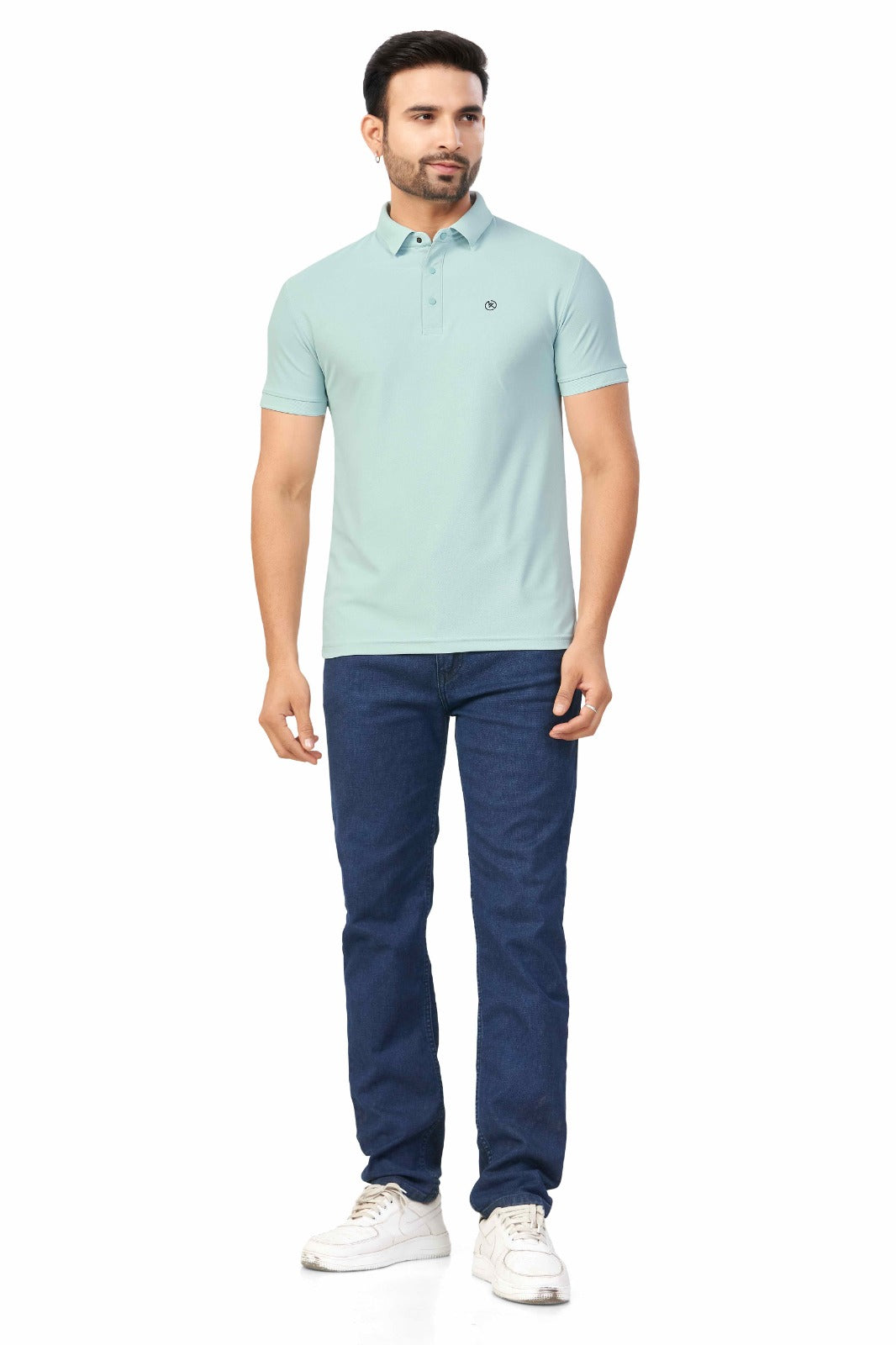 Skyblue Plain Collar T-Shirt | Half Sleeve Sinker Fabric | Casual & Sports Wear 1501
