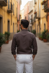 Men Coffee Color Striped Cotton Shirt for Men | New Casual Collection-251185701