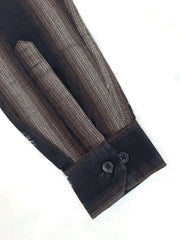 Vertical Striped Slim Fit Casual Shirt for Men | Dark Tones Coffee Color