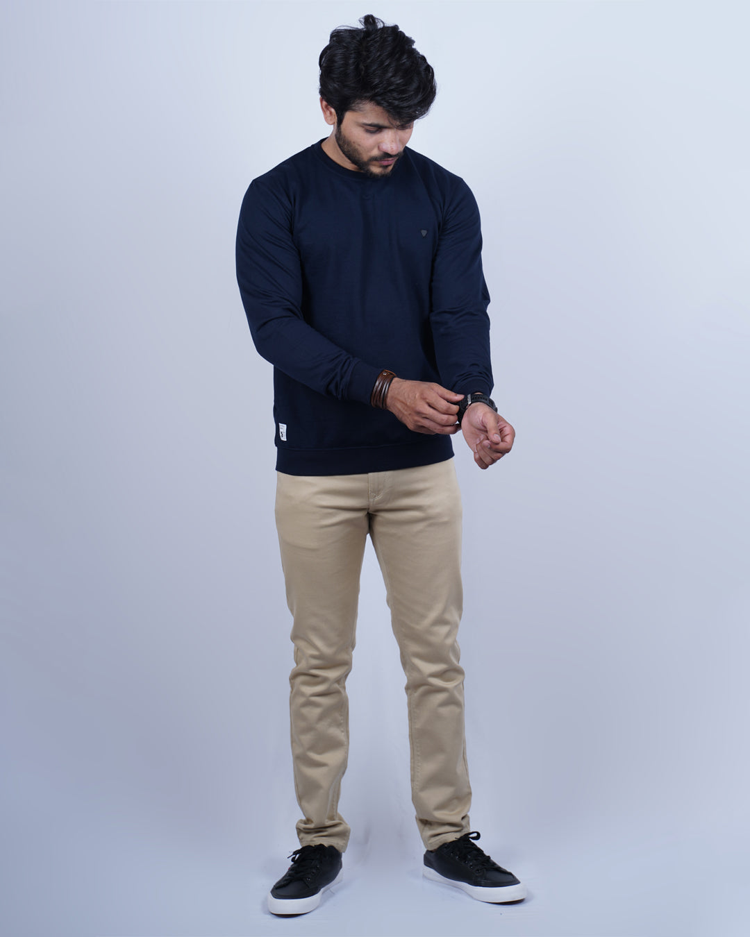 NAVY BLUE COLOR PLAIN ROUND NECK FULL SLEEVE T-SHIRT