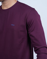 WINE COLOR PLAIN ROUND NECK FULL SLEEVE T-SHIRT