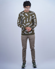 OLIVE COLOR FULL SLEEVE ROUND NECK MATTER T-SHIRT