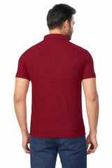 Maroon Plain Collar T-Shirt | Half Sleeve Sinker Fabric | Casual & Sports Wear