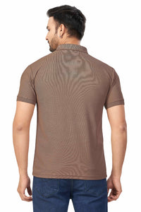 Coffee Plain Collar T-Shirt | Half Sleeve Sinker Fabric | Casual & Sports Wear New 1501
