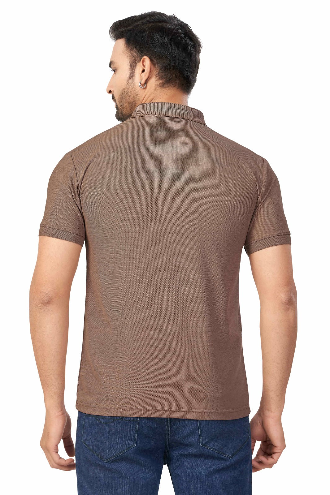 Coffee Plain Collar T-Shirt | Half Sleeve Sinker Fabric | Casual & Sports Wear New 1501