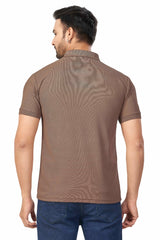 Coffee Plain Collar T-Shirt | Half Sleeve Sinker Fabric | Casual & Sports Wear