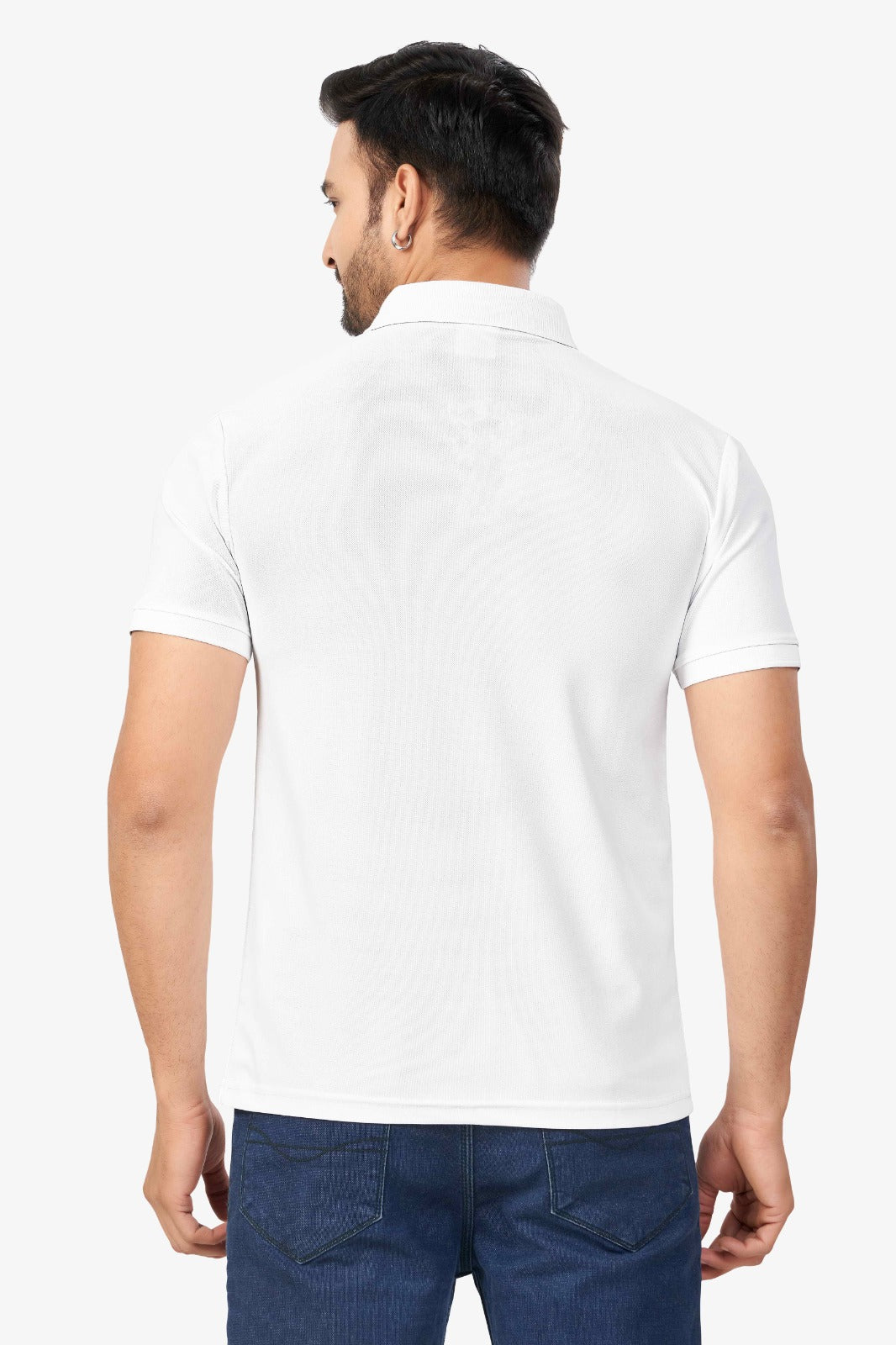 White Plain Collar T-Shirt | Half Sleeve Sinker Fabric | Casual & Sports Wear 1501