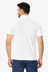 White Plain Collar T-Shirt | Half Sleeve Sinker Fabric | Casual & Sports Wear