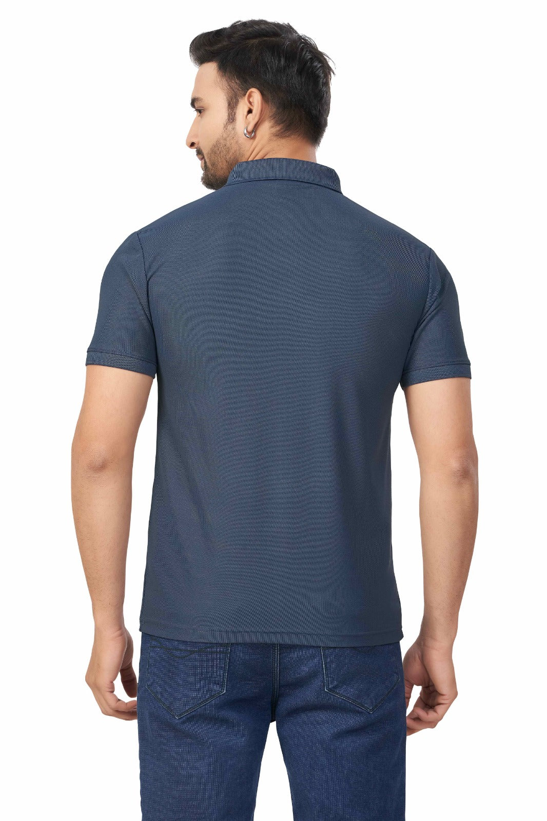 Blue Plain Collar T-Shirt | Half Sleeve Sinker Fabric | Casual & Sports Wear 1501