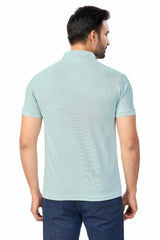 Skyblue Plain Collar T-Shirt | Half Sleeve Sinker Fabric | Casual & Sports Wear
