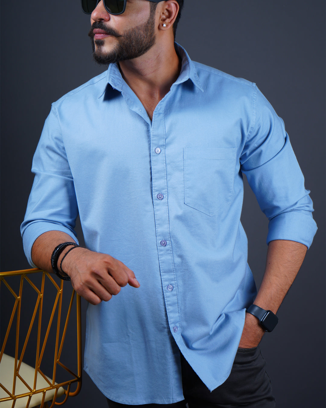 Skyblue color color plain casual shirt shirt for casual wear.