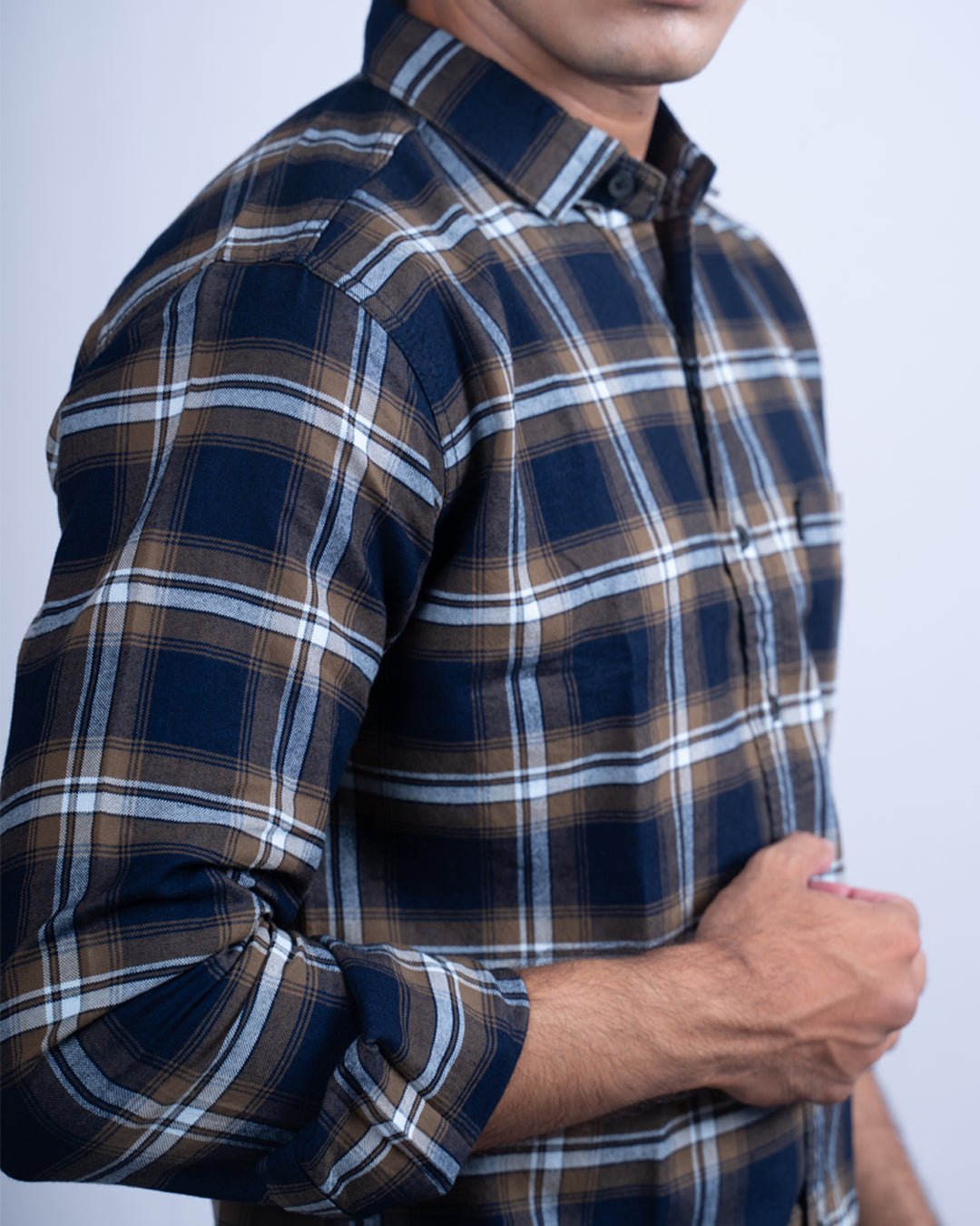 FAWN-BLUE COLOR CHECKS CASUAL SHIRT