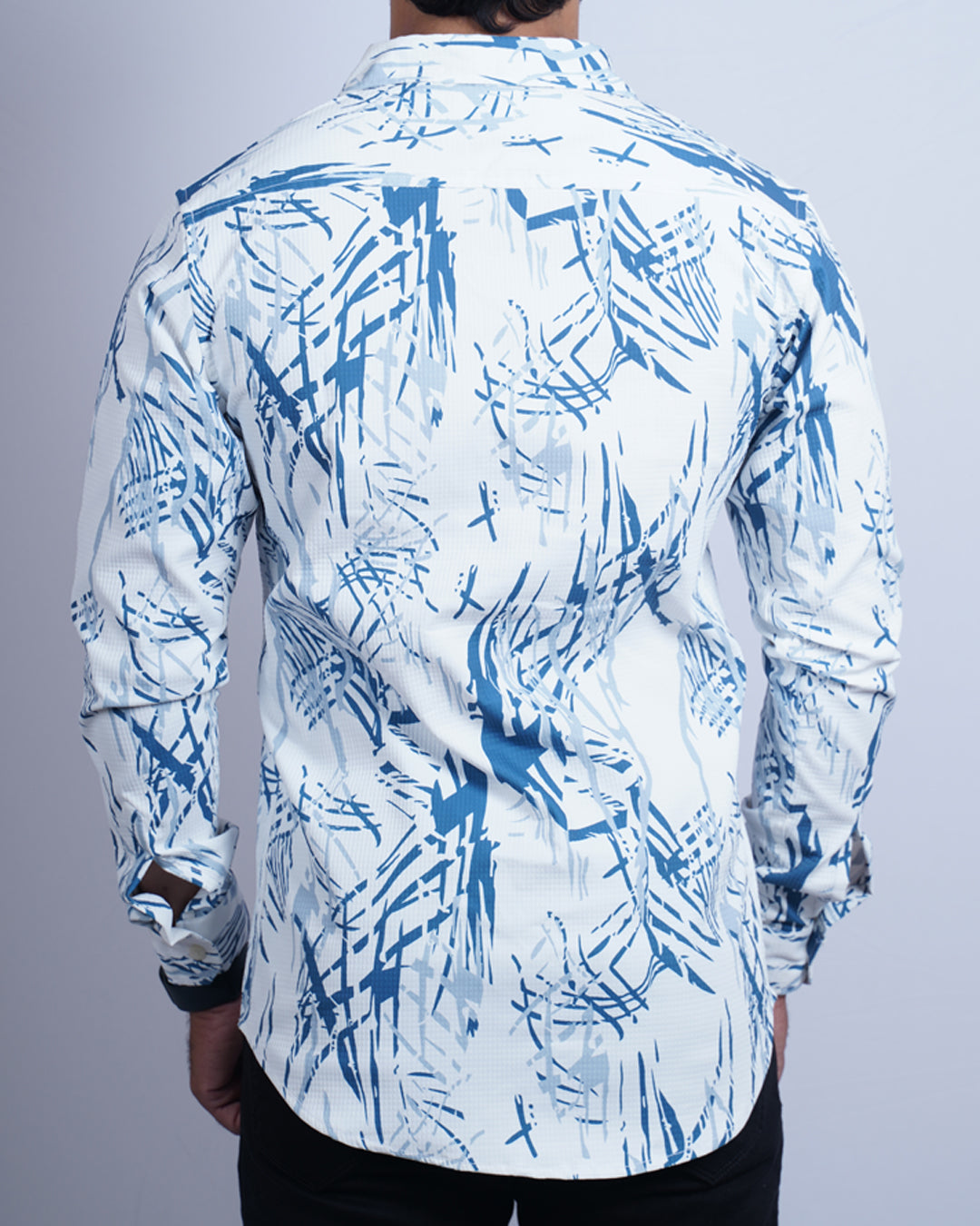 BLUE-WHITE COLOR PRINTED CASUAL SHIRT