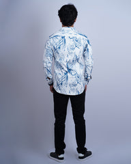 BLUE-WHITE COLOR PRINTED CASUAL SHIRT