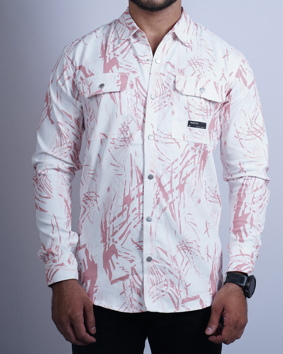 Peach-white color color printed casual shirt shirt for casual wear.