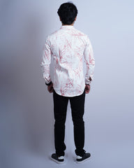 PEACH-WHITE COLOR PRINTED CASUAL SHIRT