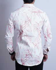 PEACH-WHITE COLOR PRINTED CASUAL SHIRT