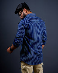 NAVY BLUE COLOR LINING CASUAL SHIRT