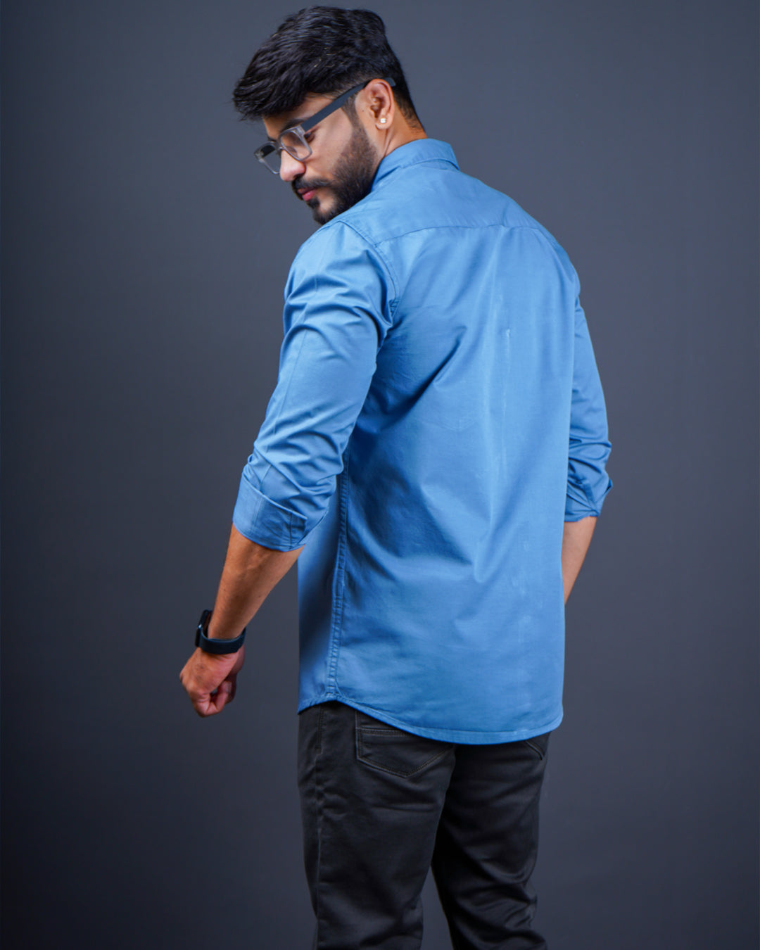 BLUE COLOR PLAIN CASUAL SHIRT