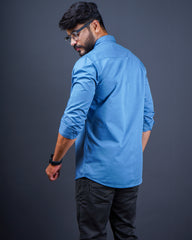 BLUE COLOR PLAIN CASUAL SHIRT