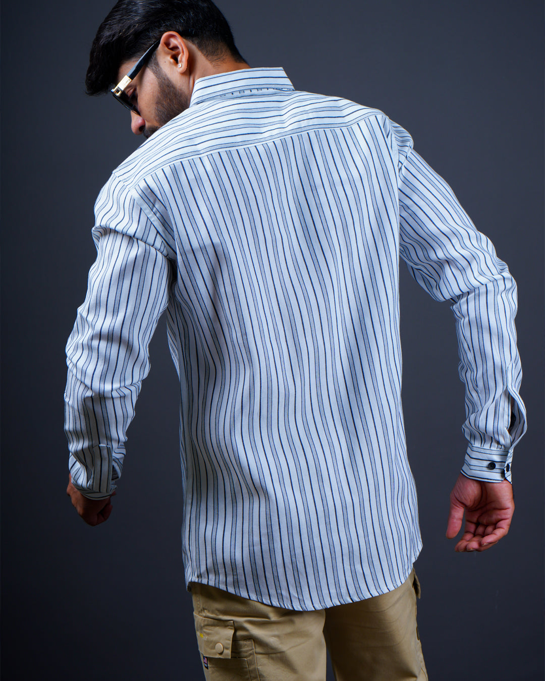 WHITE COLOR LINING CASUAL SHIRT