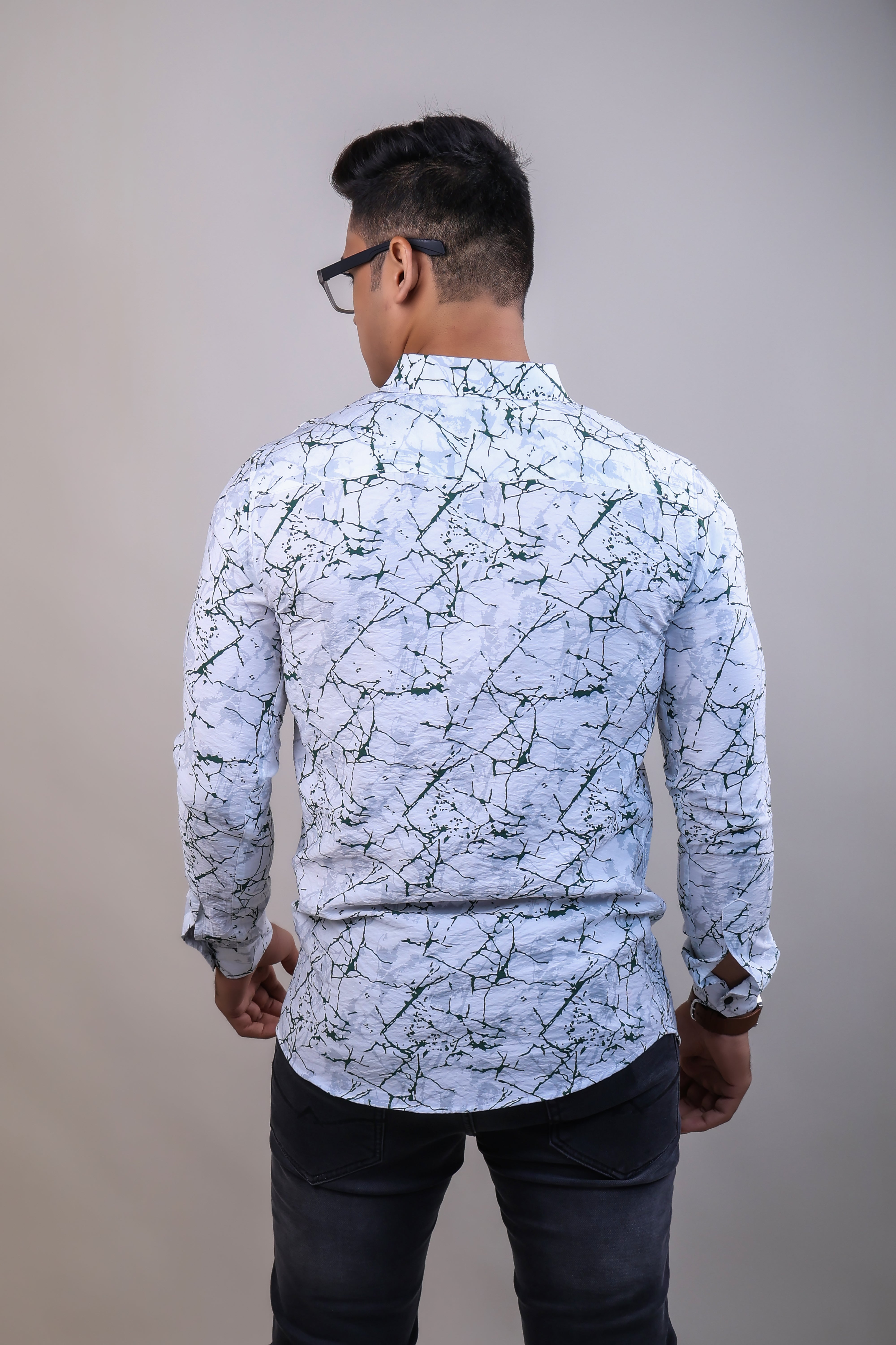 GREEN COLOR PRINTED CASUAL SHIRT