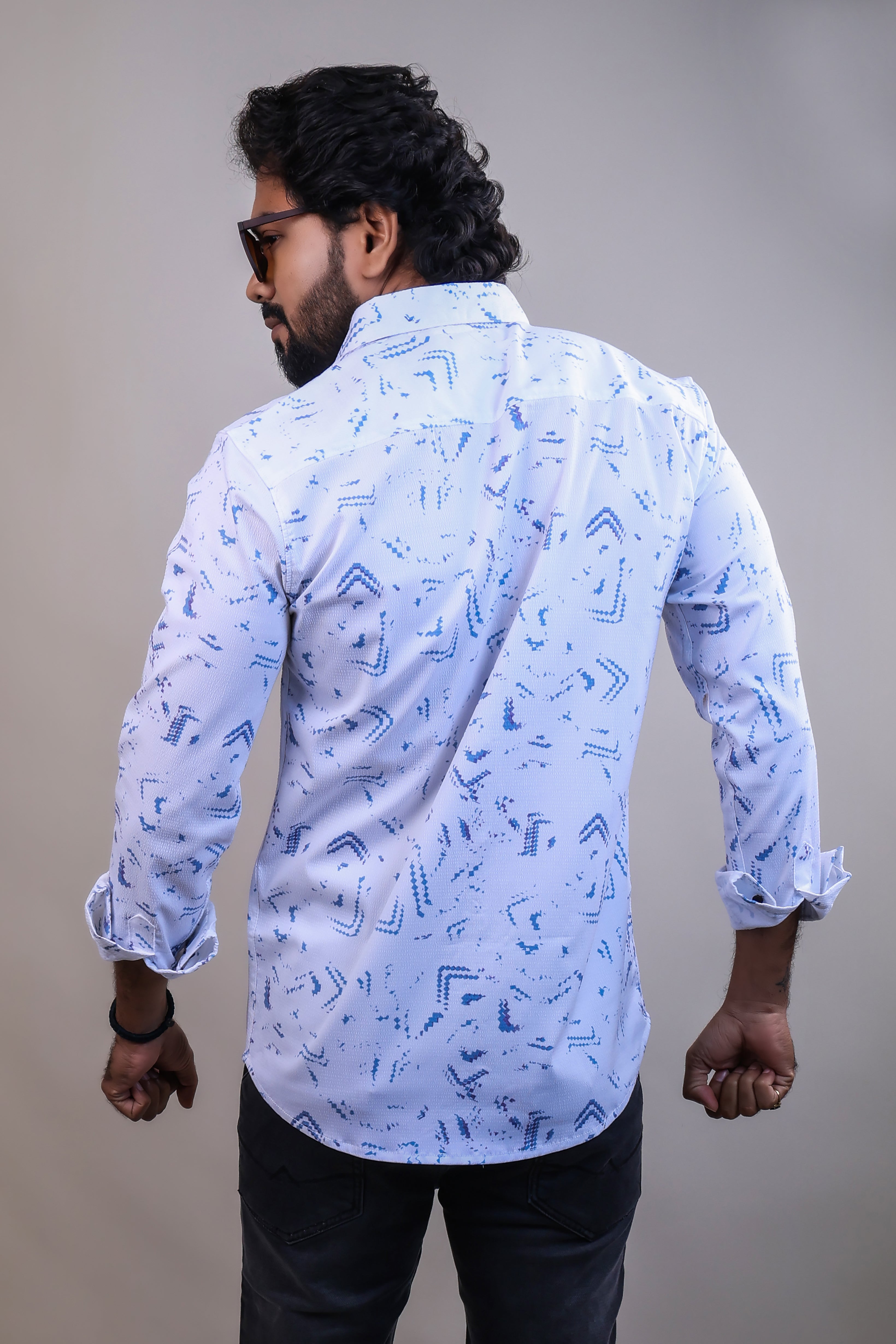 BLUE COLOR PRINTED CASUAL SHIRT